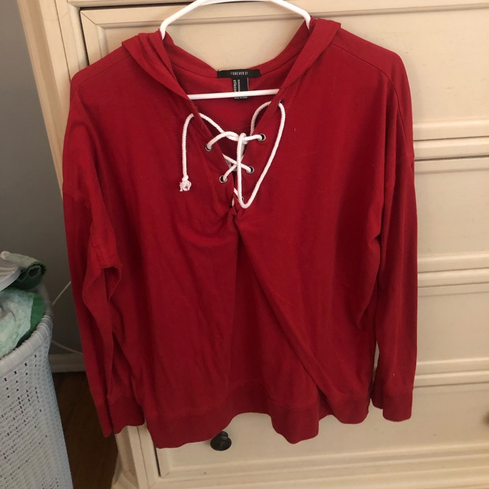 Forever 21 Long sleeve lace up Top